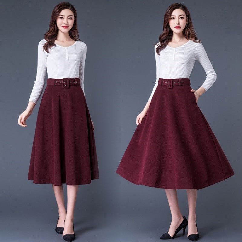 Classic wool blend trapeze skirt