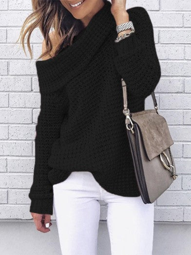 Stylish Off Shoulder Knitted Sweater for Fall