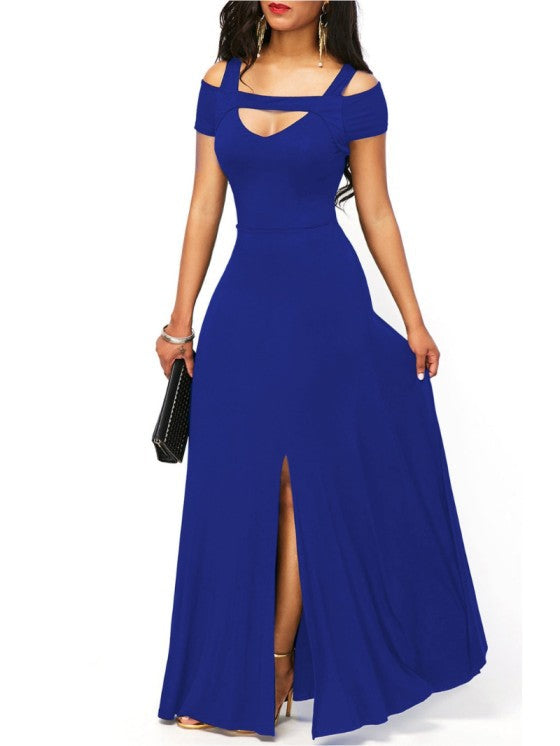 Strapless Low Cut Slim Fit Slit Evening Dress