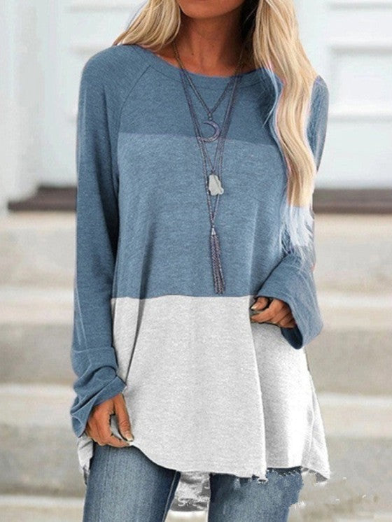 Casual Long Sleeve Round Neck Tunic