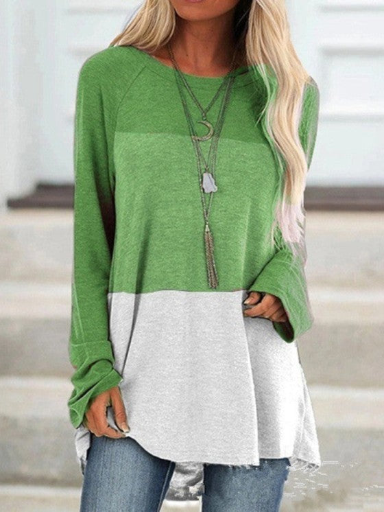 Casual Long Sleeve Round Neck Tunic
