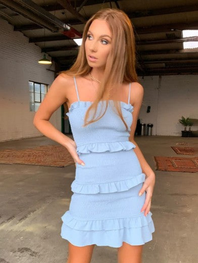 Women's Strappy Maxi Dress with Ruffles - Casual Elegance