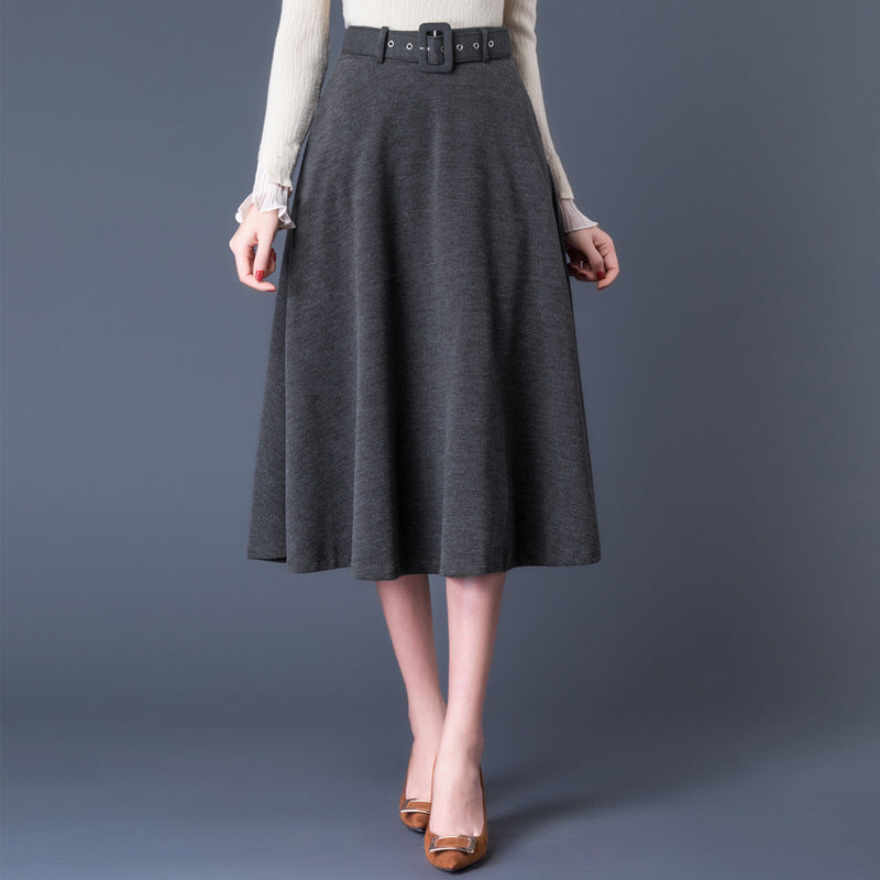 Classic wool blend trapeze skirt