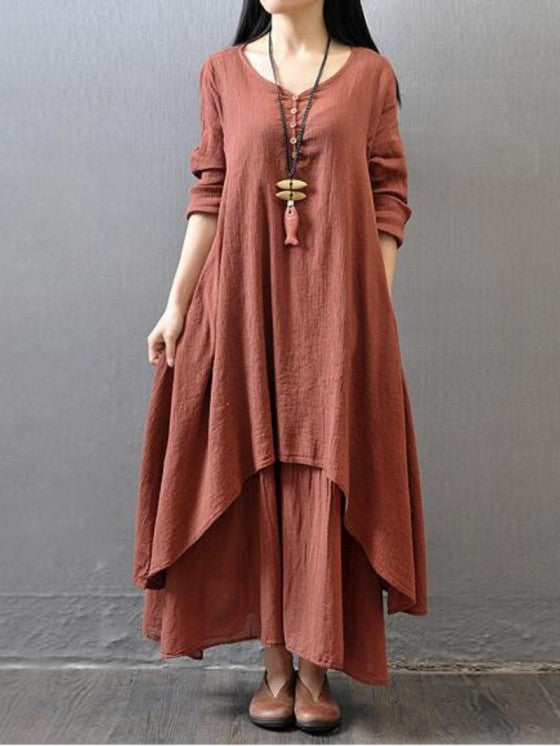 Chic Faux Linen Dress – Spring Comfort and Elegance