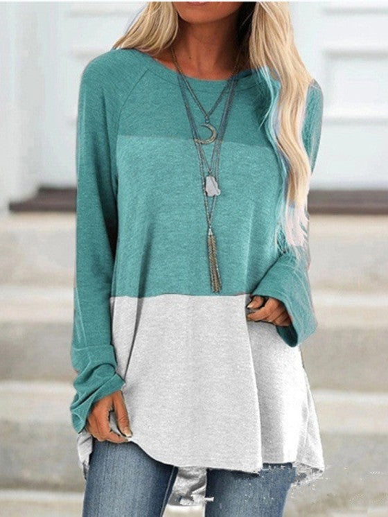 Casual Long Sleeve Round Neck Tunic