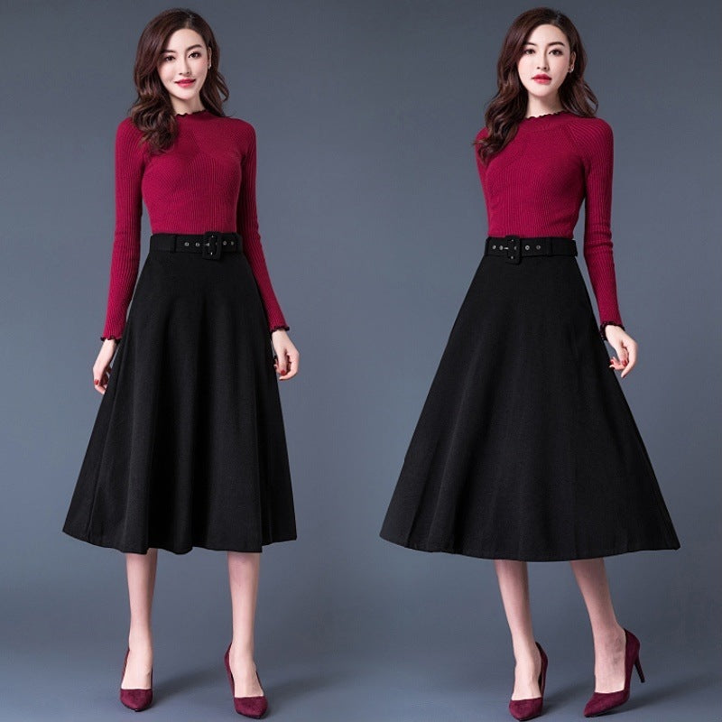 Classic wool blend trapeze skirt