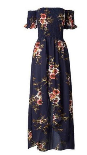 Bohemian Off Shoulder Floral Long Beach Dress - Summer Chiffon Collection