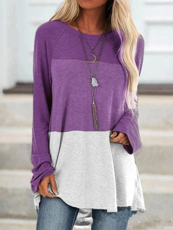 Casual Long Sleeve Round Neck Tunic