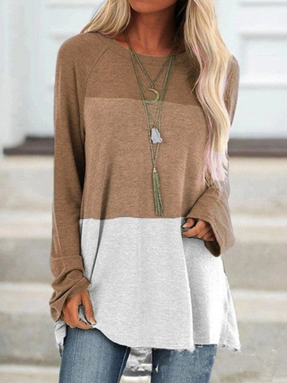 Casual Long Sleeve Round Neck Tunic