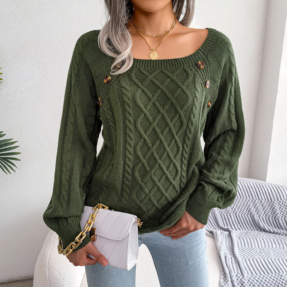 Square Neck Sweater Stylishly Vintage Outings