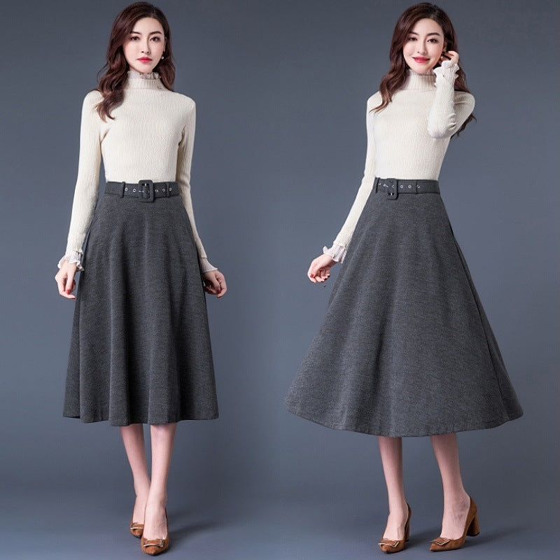 Classic wool blend trapeze skirt