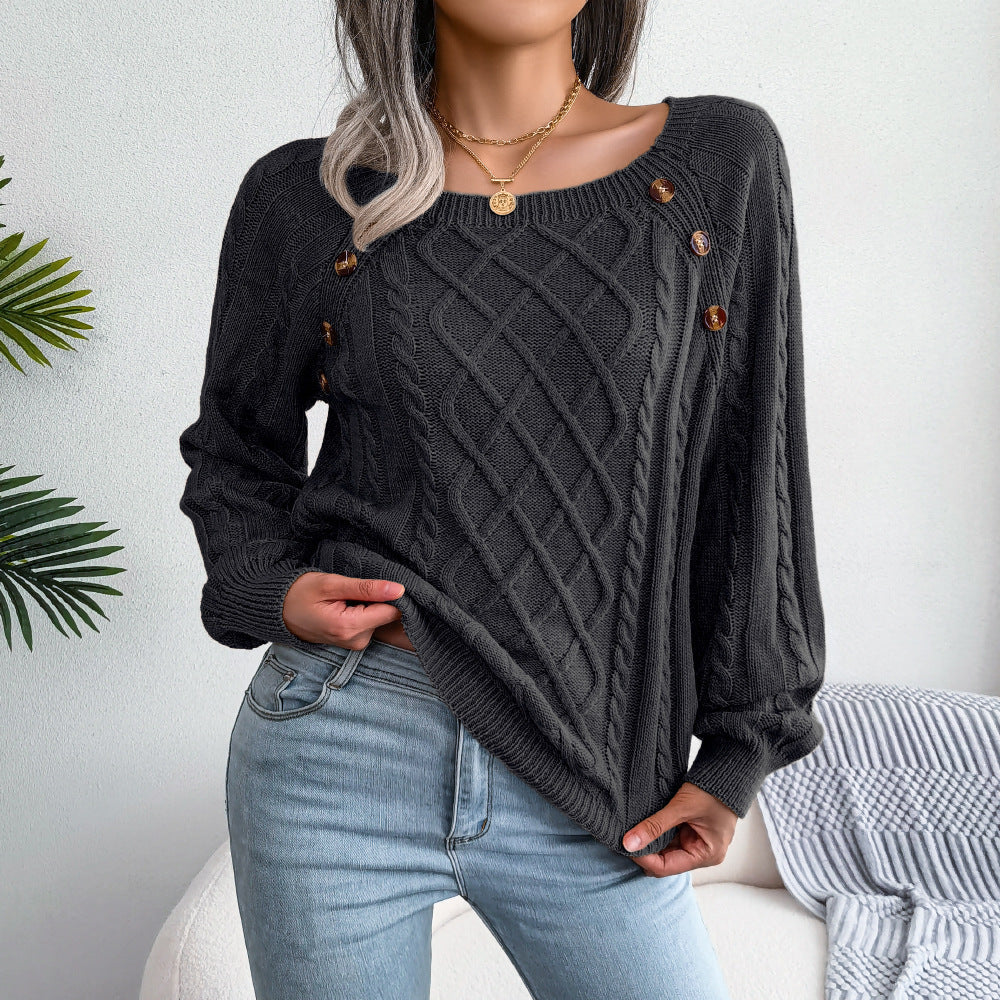 Square Neck Sweater Stylishly Vintage Outings