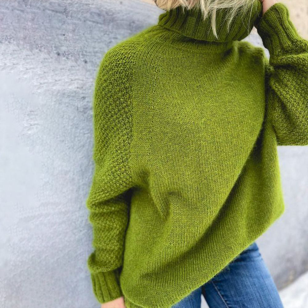 Grass Green Oversized Turtleneck Sweater