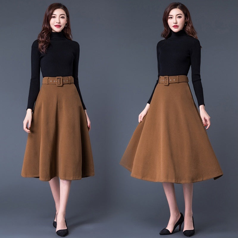 Classic wool blend trapeze skirt