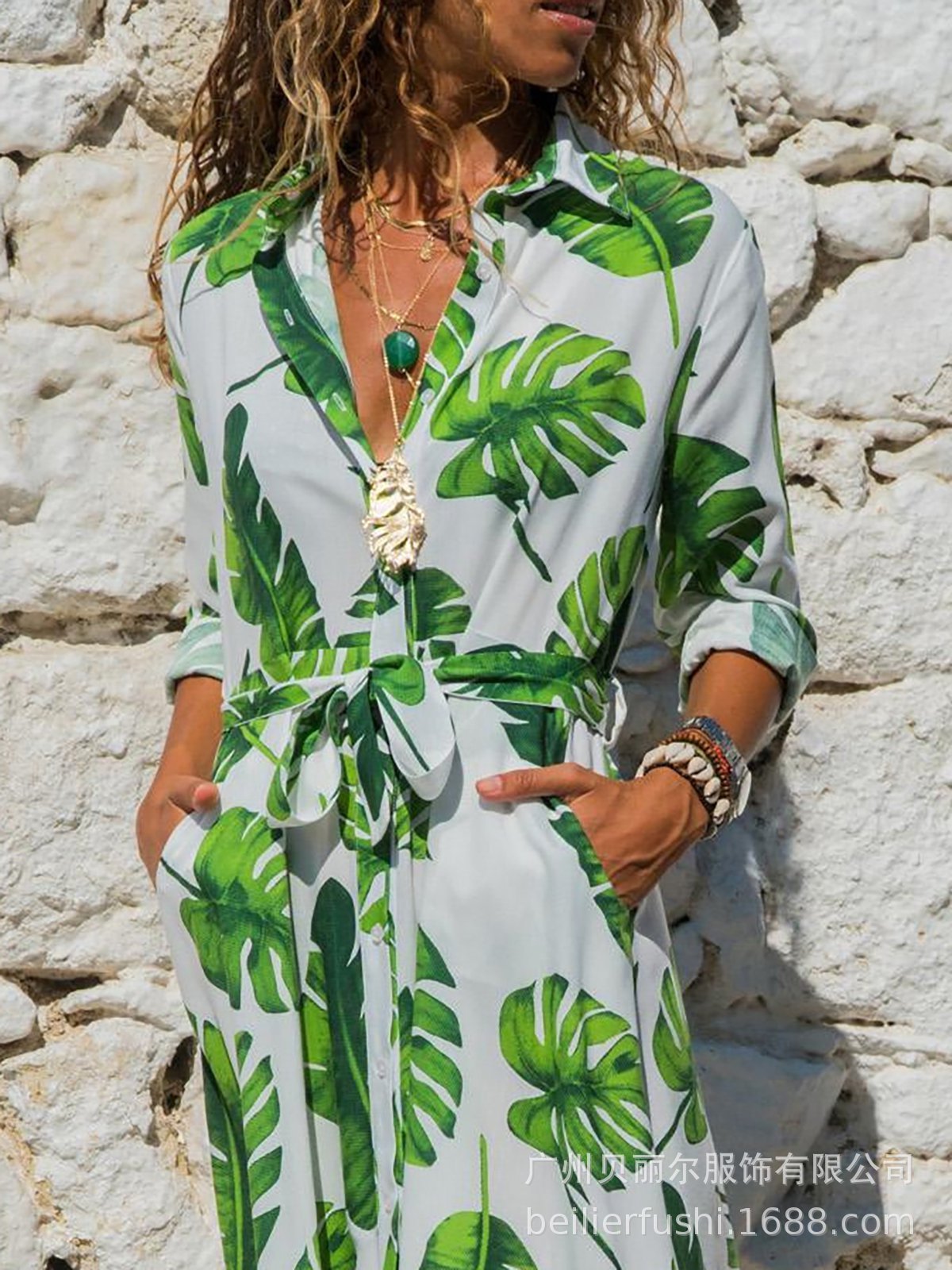 Madrid Vintage V Neck Chiffon Dress - Floral Print High Waist Maxi Dress