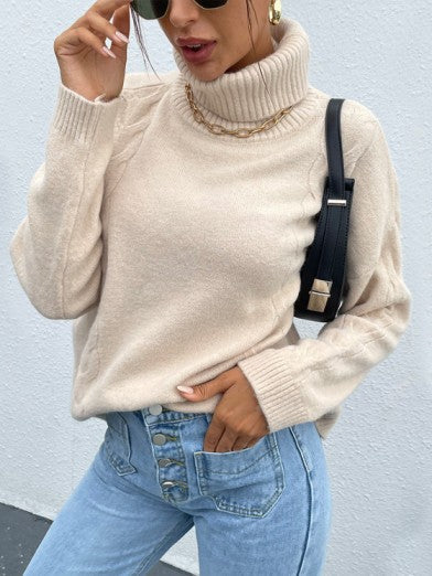 Loose Acrylic Turtleneck Sweater - Chic and Casual