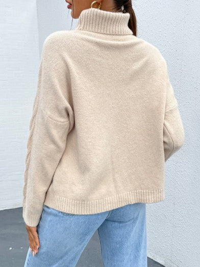 Loose Acrylic Turtleneck Sweater - Chic and Casual