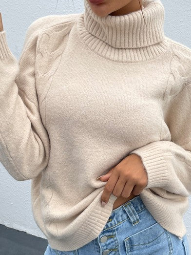 Loose Acrylic Turtleneck Sweater - Chic and Casual