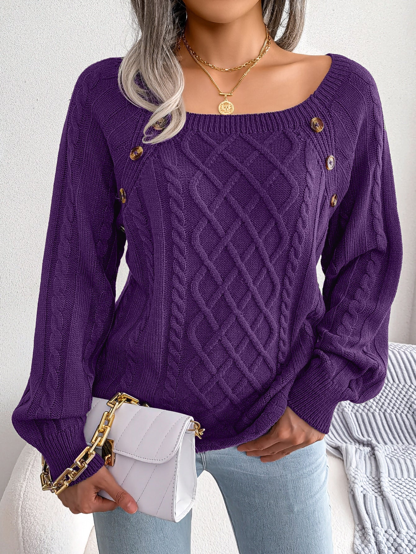 Square Neck Sweater Stylishly Vintage Outings