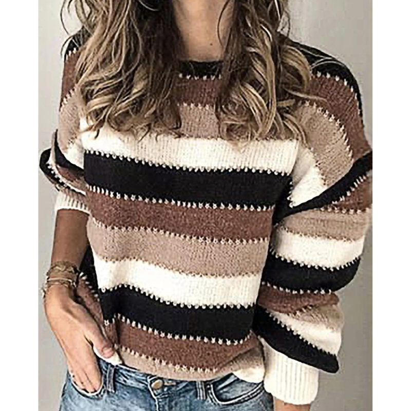 Comfortable sweater with wide stripes