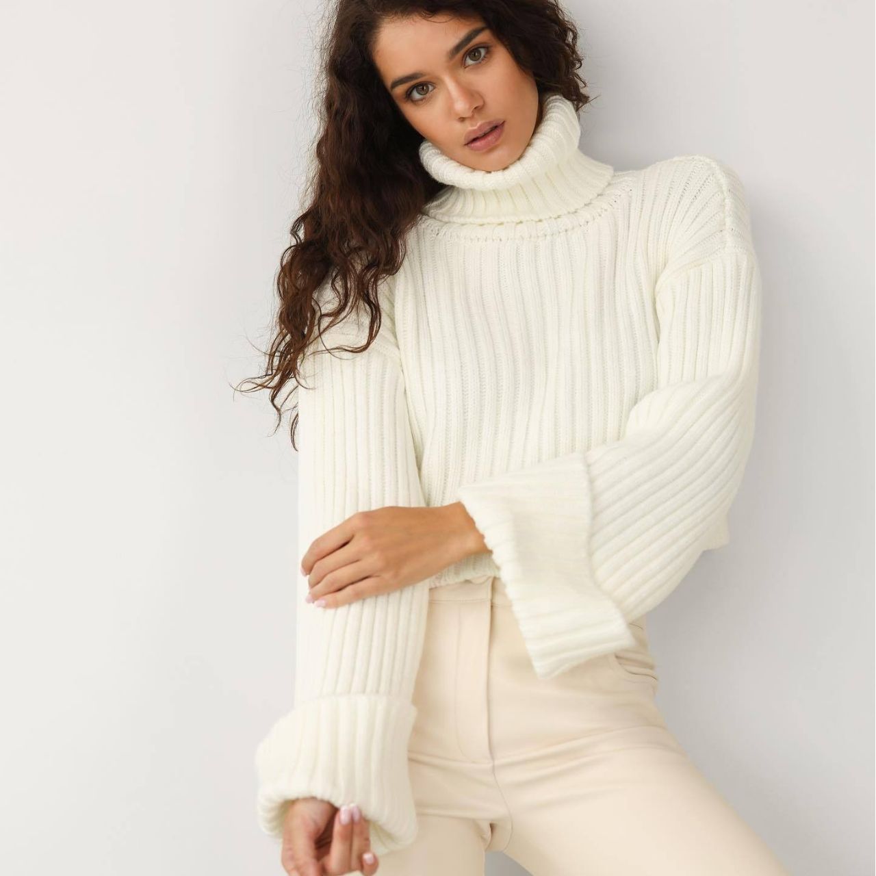 RUBY | Striped Cropped High Neck Sweater