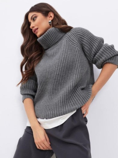 Knitted Turtleneck Tunic, Stylish Comfort for Cold Season
