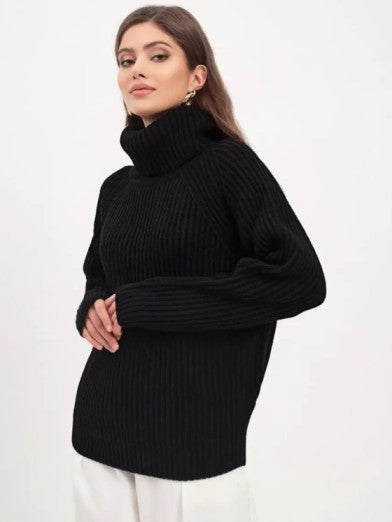Knitted Turtleneck Tunic, Stylish Comfort for Cold Season