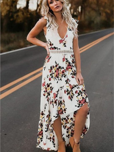 Women's Summer Dress 2024 - Sleeveless V-Neck Maxi Flowy Beach Cocktail Party Plus Size