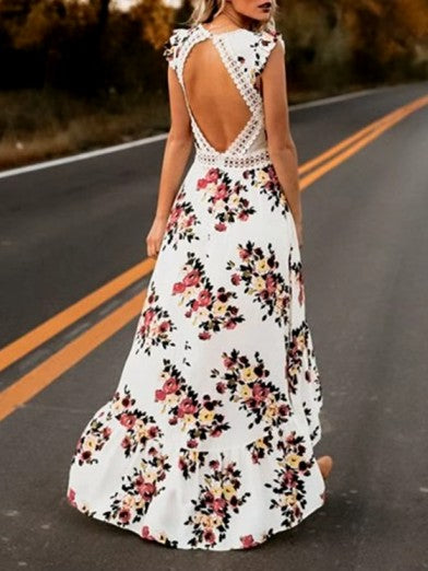 Women's Summer Dress 2024 - Sleeveless V-Neck Maxi Flowy Beach Cocktail Party Plus Size