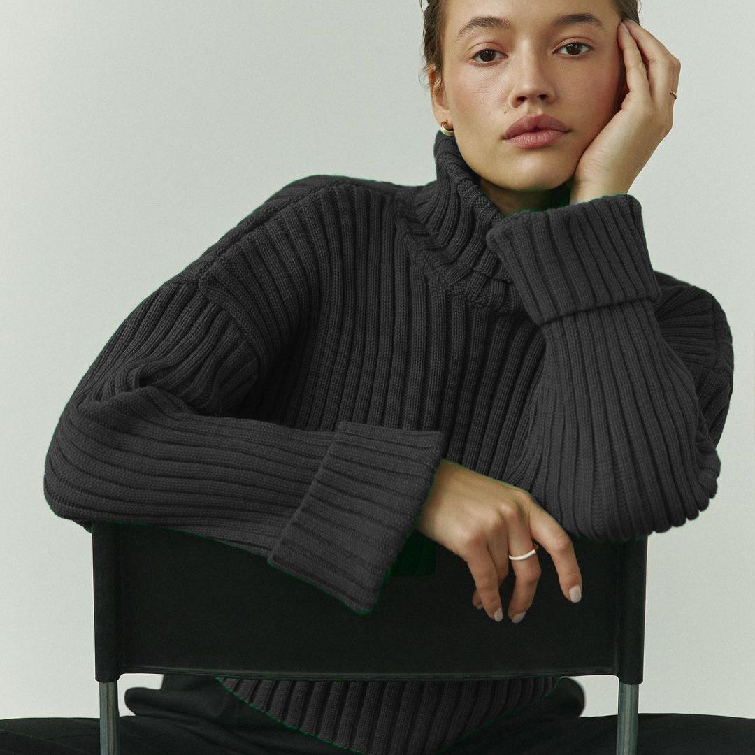 RUBY | Striped Cropped High Neck Sweater