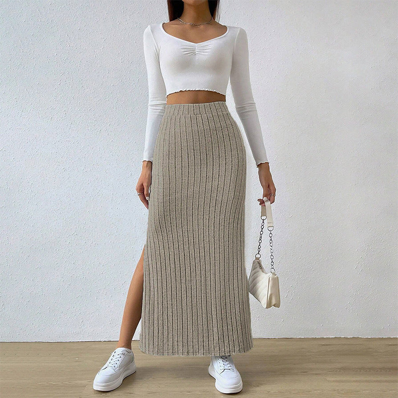 High Elasticity Long Split Sheath Skirt
