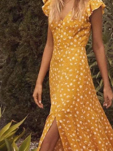 Elegant Vibrant Yellow Dress for Modern Women, Perfect for All Occasions