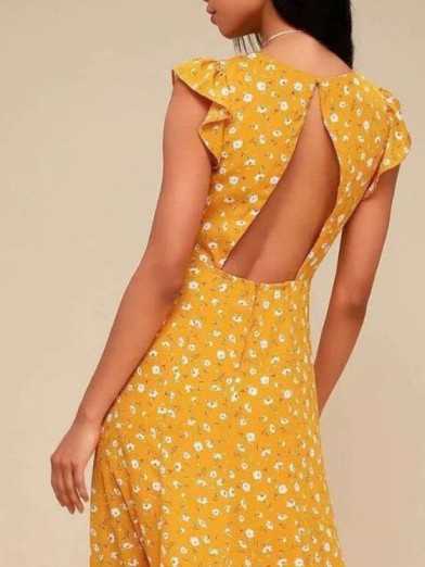 Elegant Vibrant Yellow Dress for Modern Women, Perfect for All Occasions