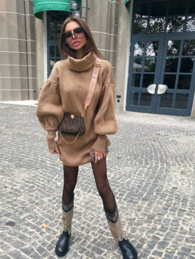 Elegant Lantern Turtleneck Sweater – Style and Softness Combined