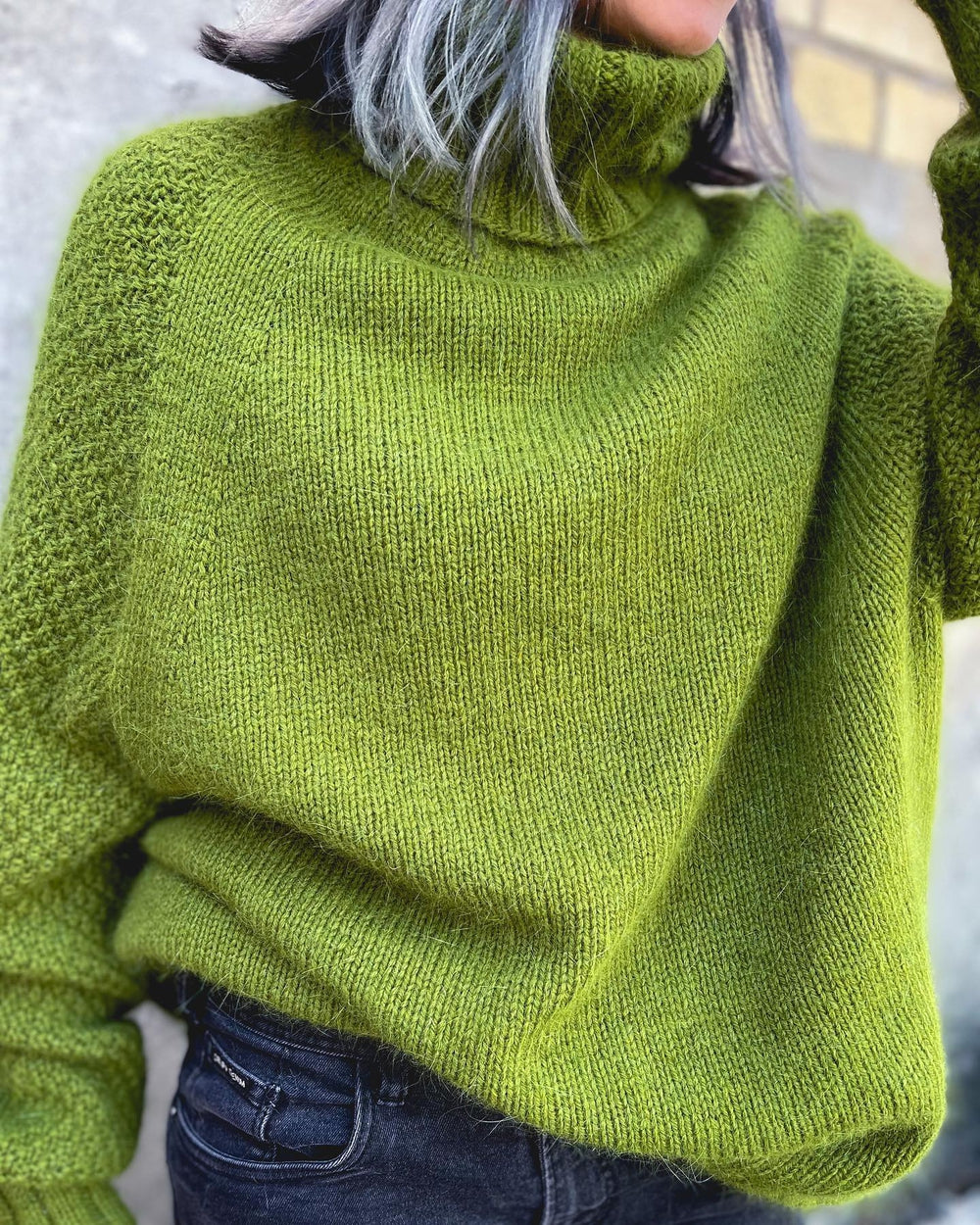 Grass Green Oversized Turtleneck Sweater
