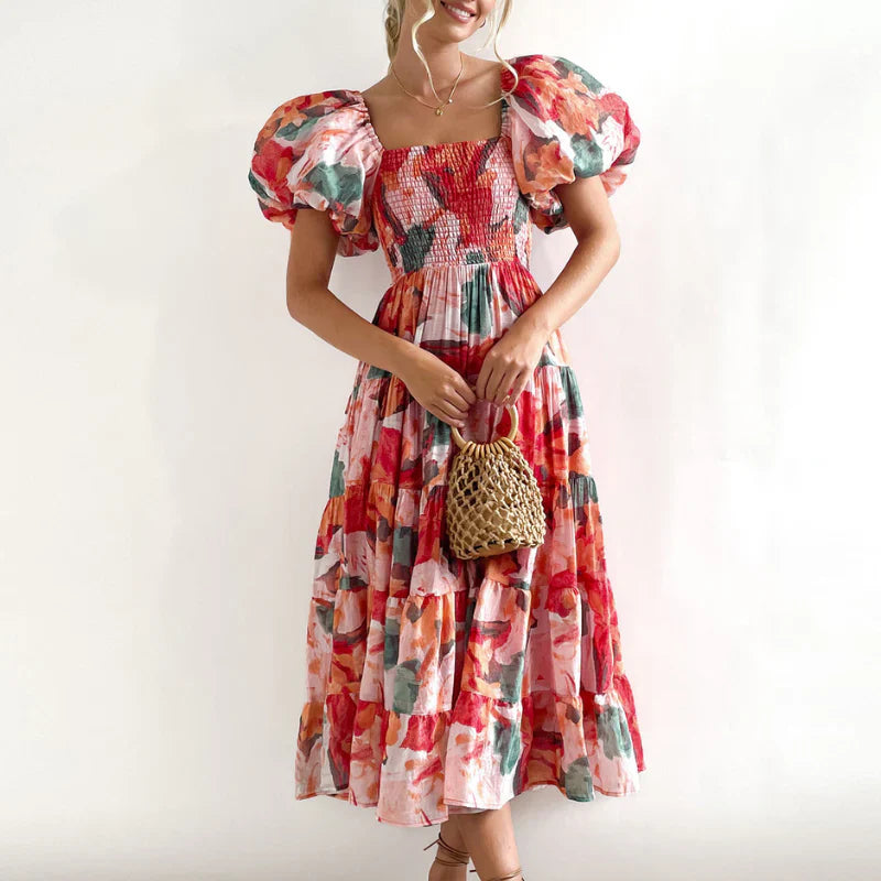 Stylishly Printed Dress Romantic Outings