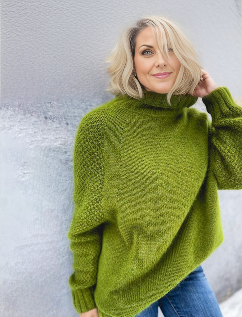 Grass Green Oversized Turtleneck Sweater