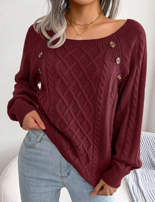 Square Neck Sweater Stylishly Vintage Outings