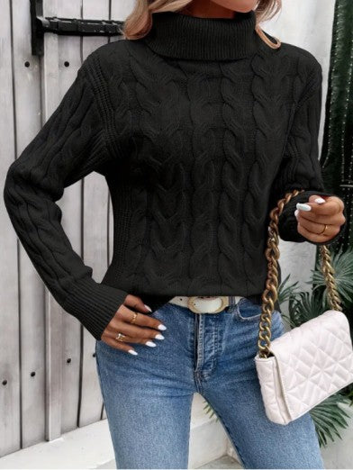 Cable Knit Turtleneck Sweater – Casual Elegance for Winter