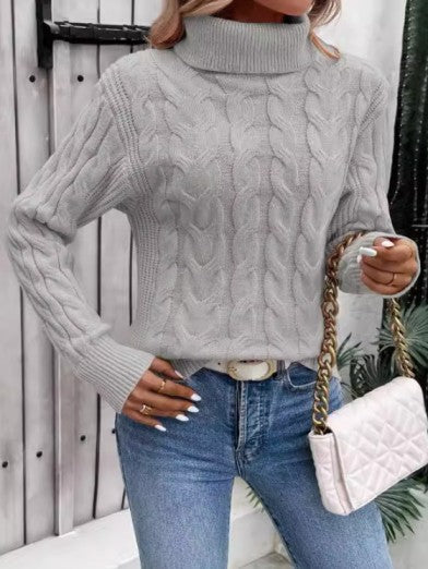 Cable Knit Turtleneck Sweater – Casual Elegance for Winter