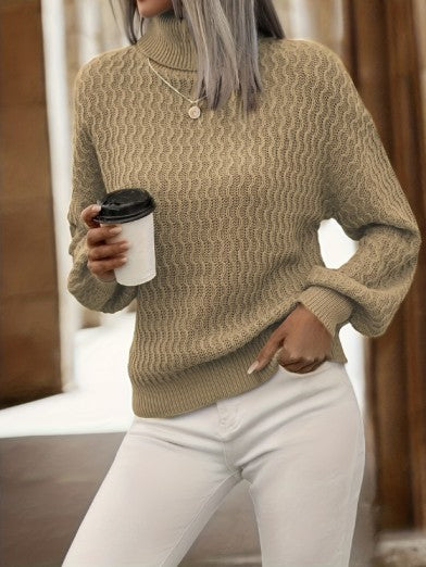 Women's Chunky Knit Turtleneck Sweater - Winter Warmth and Elegance