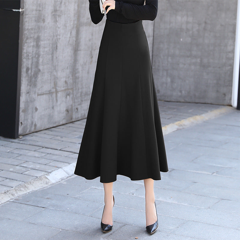 Cotton blend trapeze long skirt