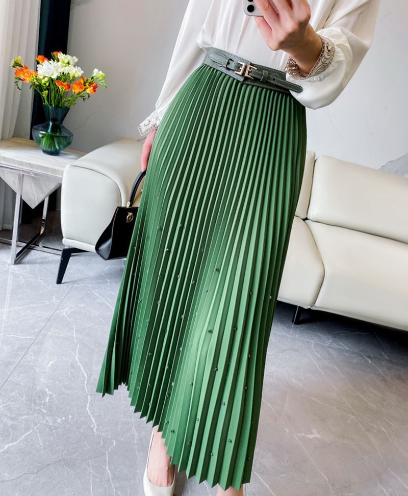 Thick Pleated Umbrella Midi Skirt
