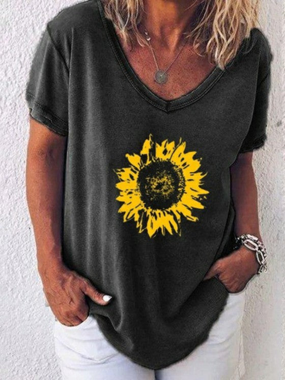 Women Summer V Neck T-shirt - Casual Streetwear Style