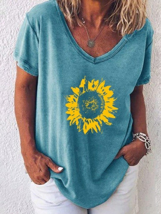 Women Summer V Neck T-shirt - Casual Streetwear Style
