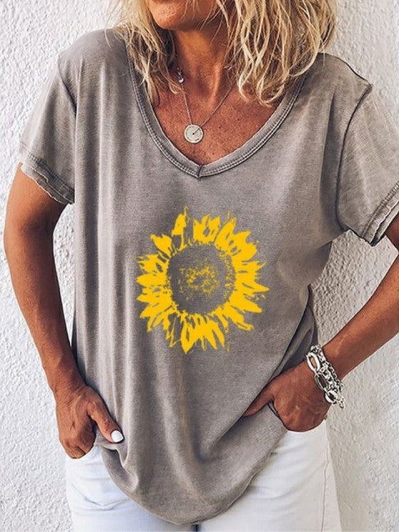Women Summer V Neck T-shirt - Casual Streetwear Style