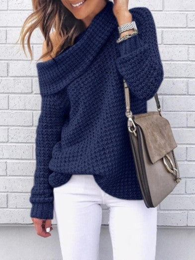 Stylish Off Shoulder Knitted Sweater for Fall