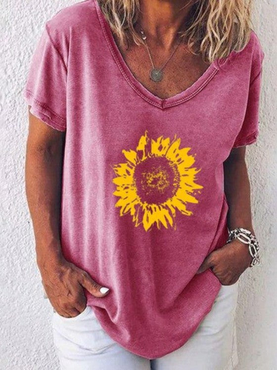 Women Summer V Neck T-shirt - Casual Streetwear Style