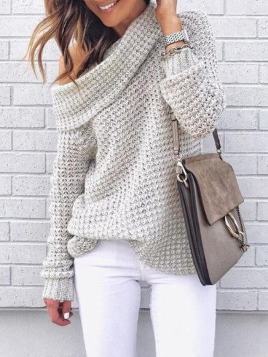 Stylish Off Shoulder Knitted Sweater for Fall