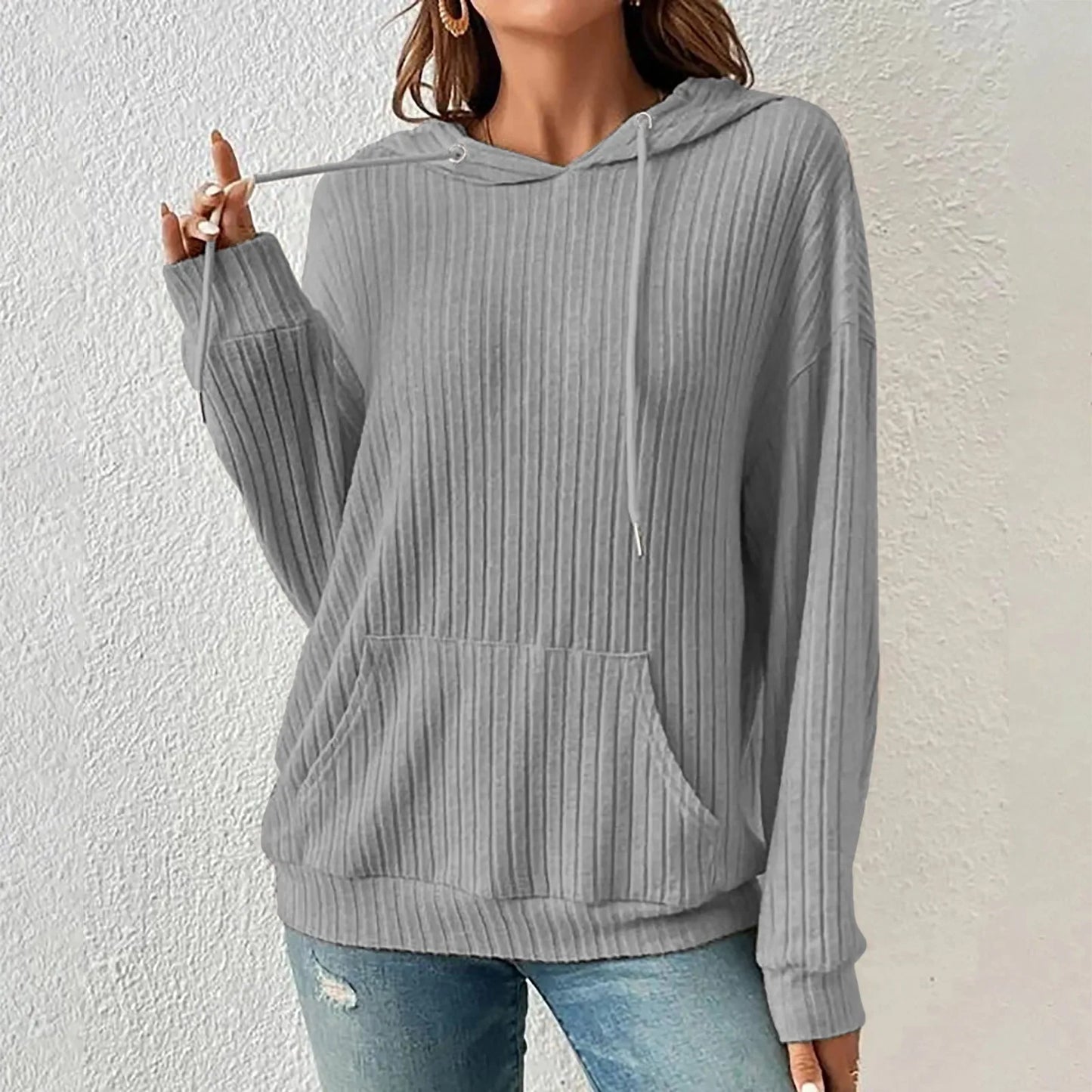 Knitted winter sweater with hood
